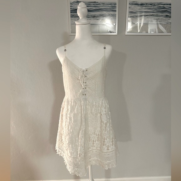 Abercrombie Fitch Lace Up Skater Dress L - Picture 1 of 4